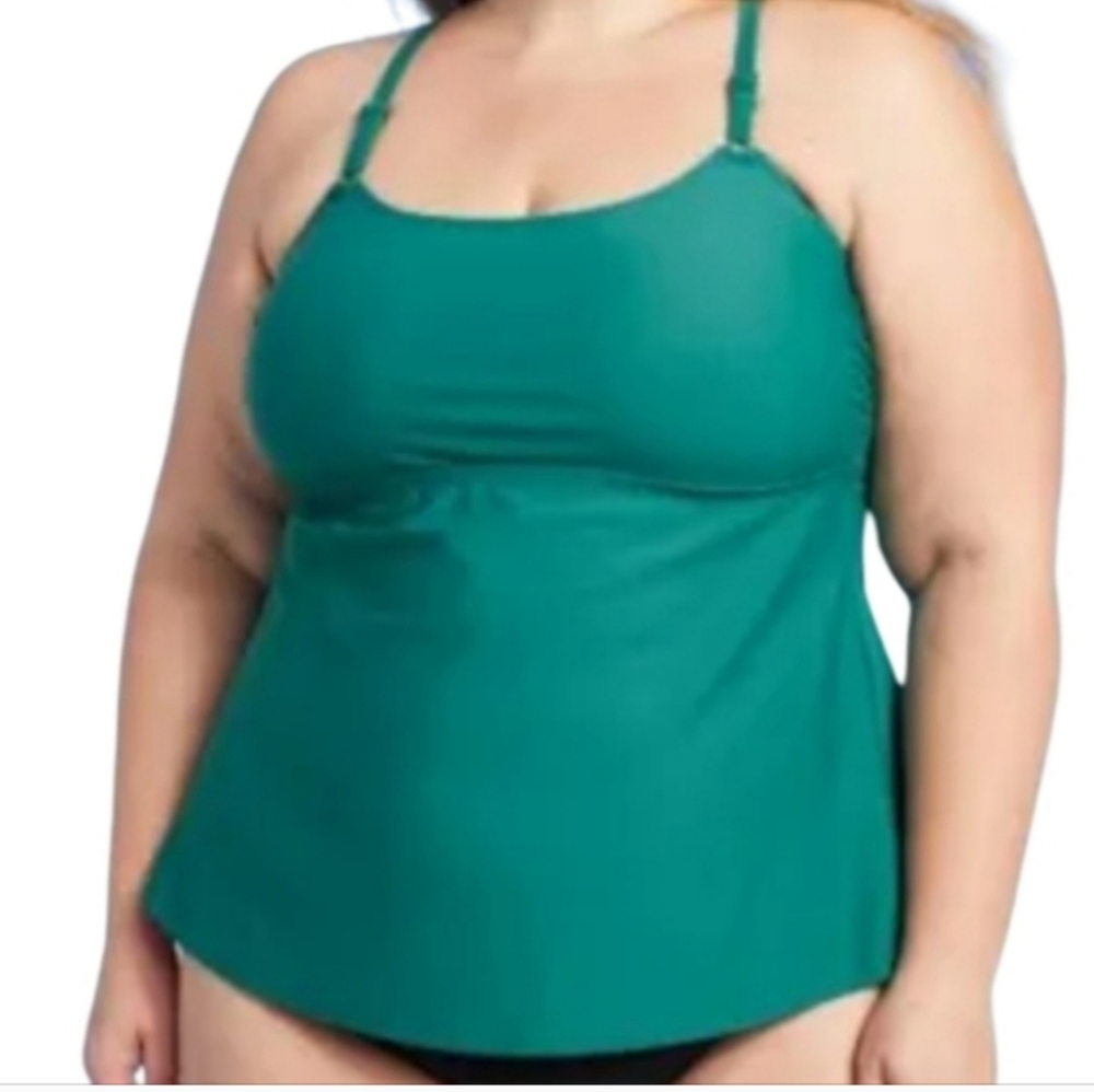 TEAL GREEN TANKINI TOP WITH KEYHOLE BACK SZ 3X NWT
